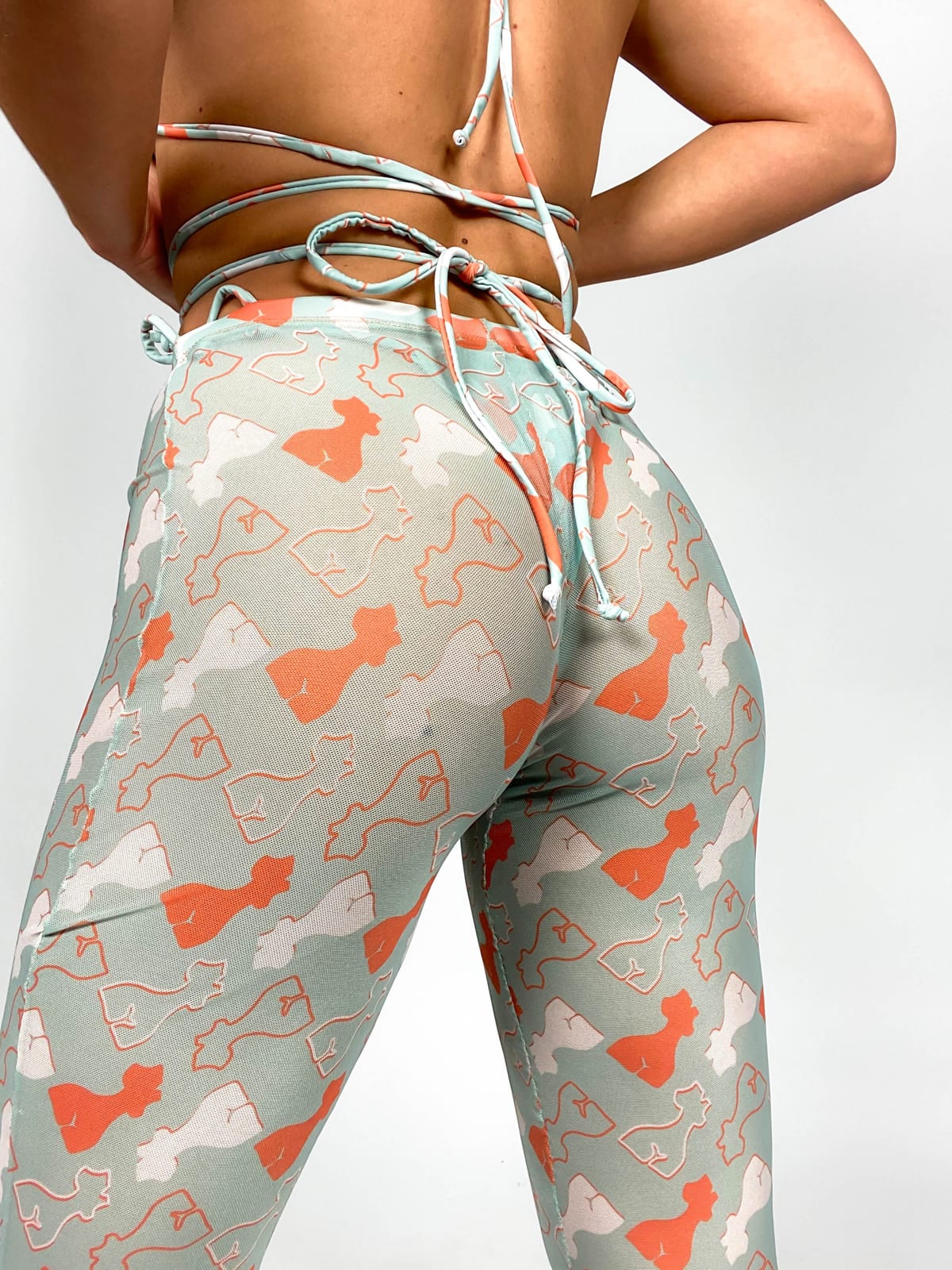 Mesh flared trousers
