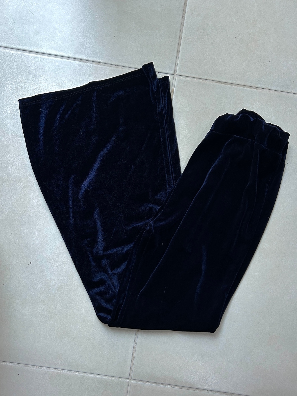 Deep Blue Velvet Bell Bottom Trousers