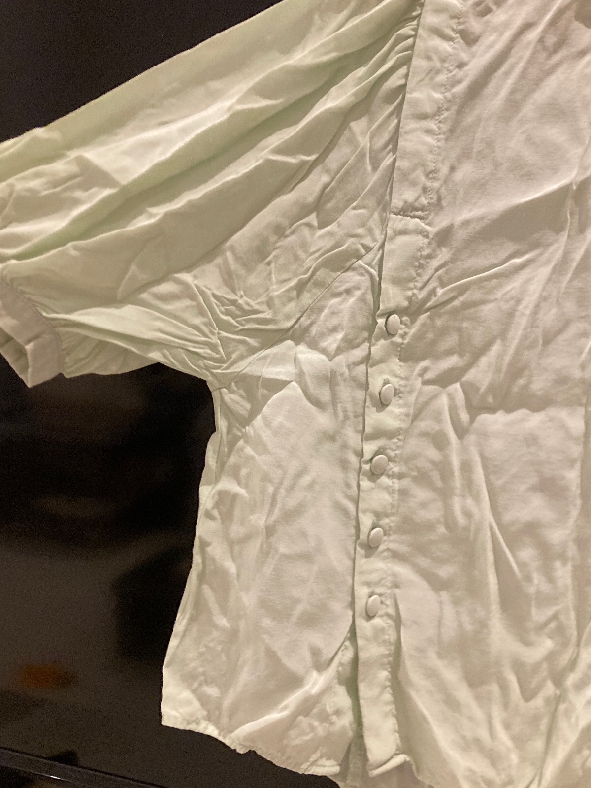 Mint Green Puff-Sleeve Blouse with Button Accent