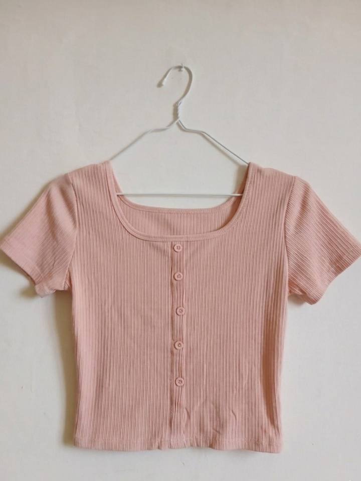 Pink baby doll style crop top