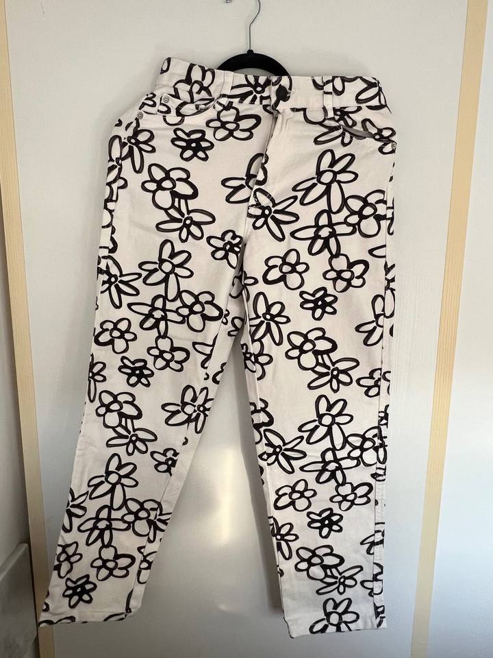 Floral White Jeans